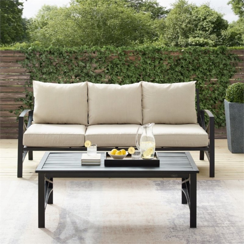 Crosley Kaplan 2 Piece Outdoor Sofa Set in Oatmeal