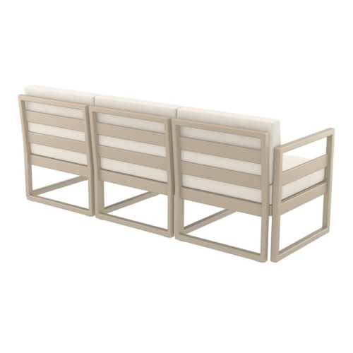 Mykonos Patio Sofa Taupe with Acrylic Fabric Natural Cushions