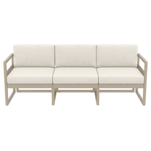 Mykonos Patio Sofa Taupe with Acrylic Fabric Natural Cushions