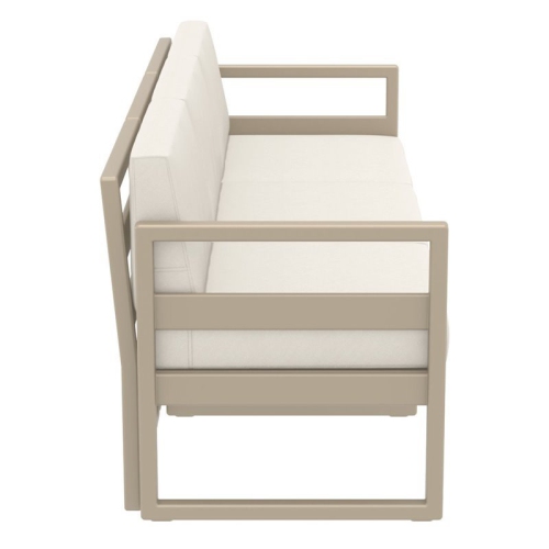 Mykonos Patio Sofa Taupe with Acrylic Fabric Natural Cushions