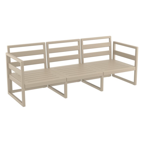Mykonos Patio Sofa Taupe with Acrylic Fabric Natural Cushions
