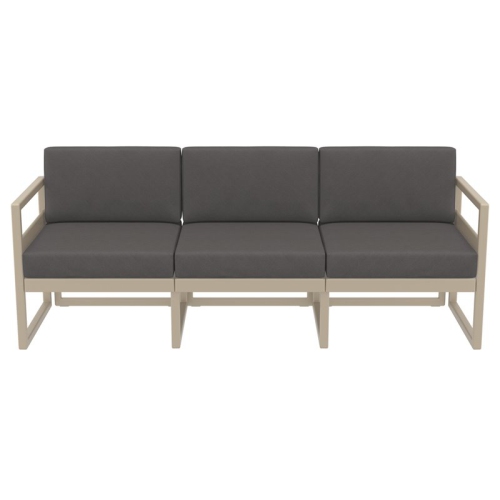 Mykonos Patio Sofa Taupe with Acrylic Fabric Charcoal Cushions