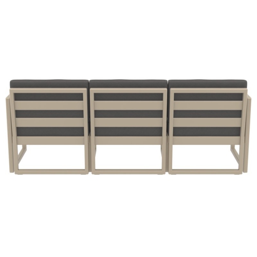 Mykonos Patio Sofa Taupe with Acrylic Fabric Charcoal Cushions