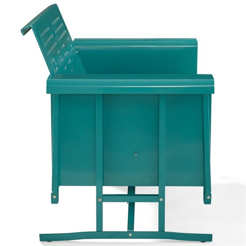 Crosley Bates Metal Gliding Patio Loveseat in Turquoise