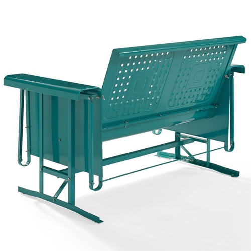 Crosley Bates Metal Gliding Patio Loveseat in Turquoise