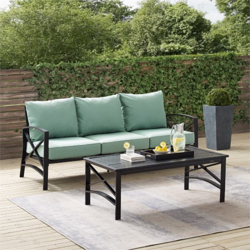 Crosley Kaplan 2 Piece Outdoor Sofa Set in Mist