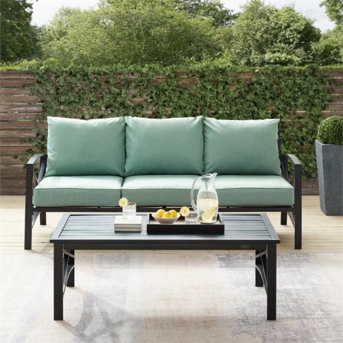 Crosley Kaplan 2 Piece Outdoor Sofa Set in Mist