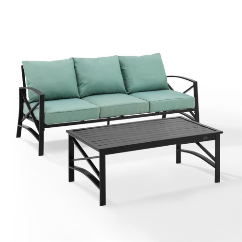 Crosley Kaplan 2 Piece Outdoor Sofa Set in Mist