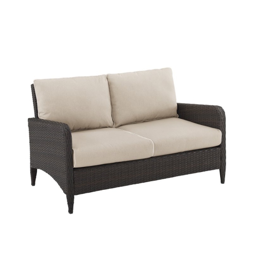 Crosley Kiawah Outdoor Wicker Loveseat in Beige