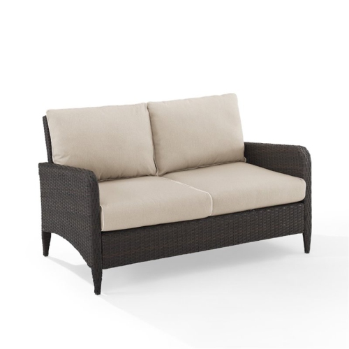 Crosley Kiawah Outdoor Wicker Loveseat in Beige