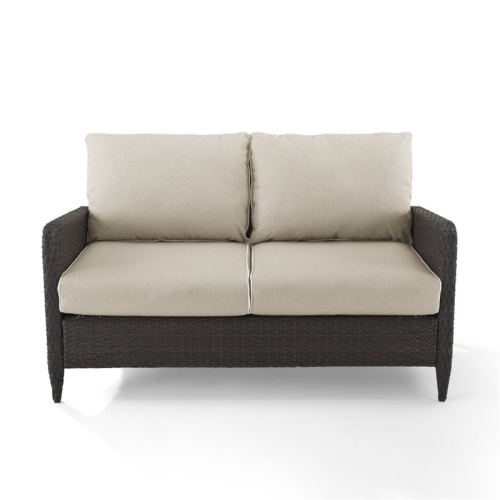 Crosley Kiawah Outdoor Wicker Loveseat in Beige
