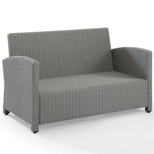 Crosley Bradenton Wicker Patio Loveseat in Gray