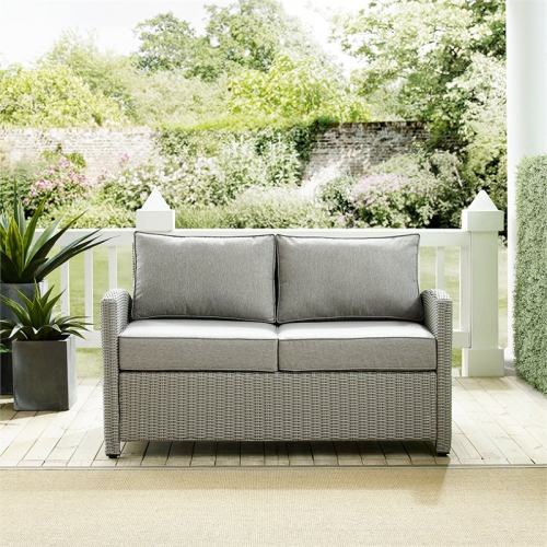 Crosley Bradenton Wicker Patio Loveseat in Gray