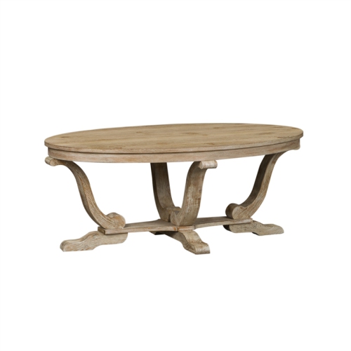 Pemberly Row Traditional Wood Oval Cocktail Table in Espresso