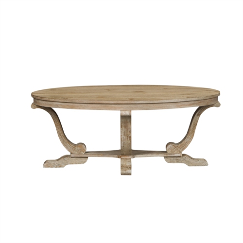 Pemberly Row Traditional Wood Oval Cocktail Table in Espresso