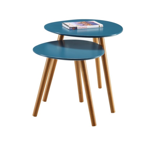 PEMBERLY ROW  2 Piece Nesting Table Set In In Blue