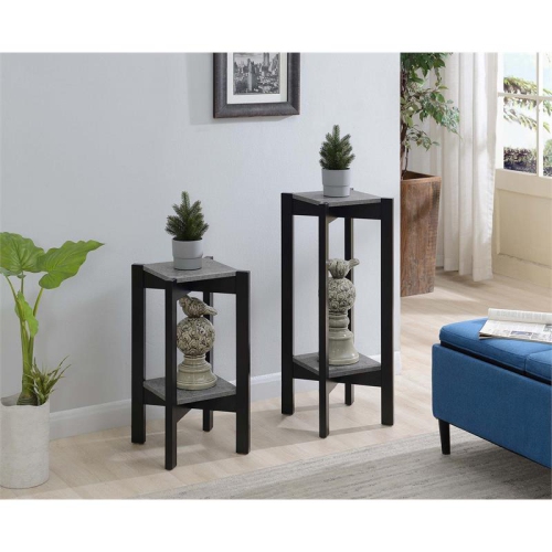 Convenience Concepts Planters & Potts Medium Square Plant Stand in Gray Wood