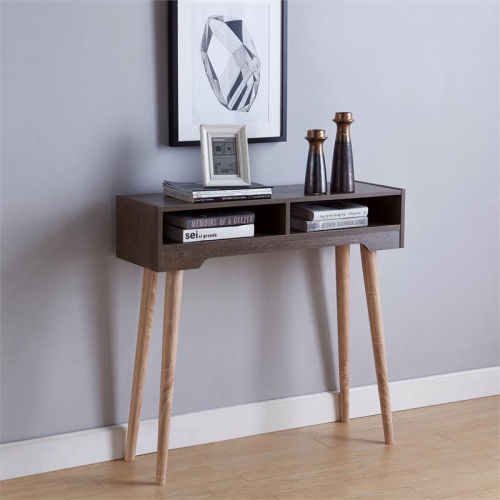 Furniture of America Keller Modern Wood 2-Shelf Console Table in Walnut