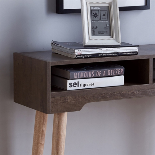 Furniture of America Keller Modern Wood 2-Shelf Console Table in Walnut