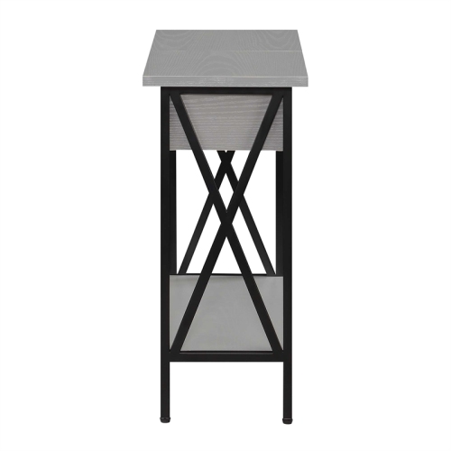 Tucson Flip Top End Table with Charging Station and Shelf in Gray Wood Finish