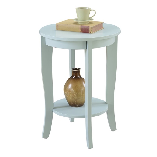 Pemberly Row Round End Table in Sea Foam Green Wood