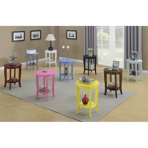 Pemberly Row Round End Table in Sea Foam Green Wood