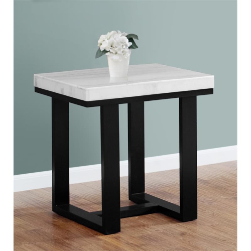 BOWERY HILL  White Marble Top End Table With Espresso Base