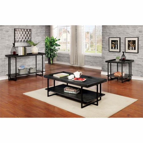 Furniture of America Prakers Industrial Wood 1-Shelf Coffee Table in Black