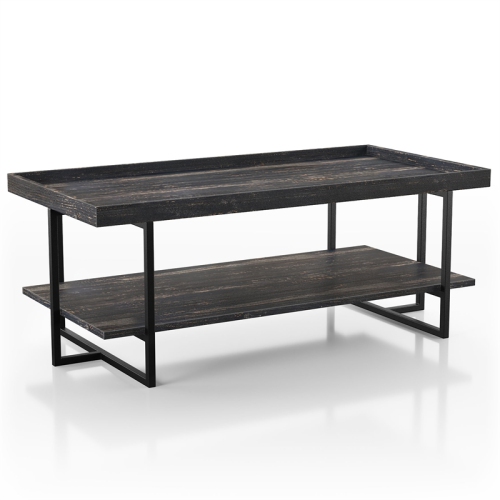 Furniture of America Prakers Industrial Wood 1-Shelf Coffee Table in Black