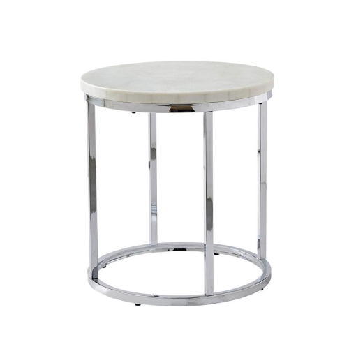 STEVE SILVER COMPANY Echo White Marble And Chromemetal Round Contemporary End Table