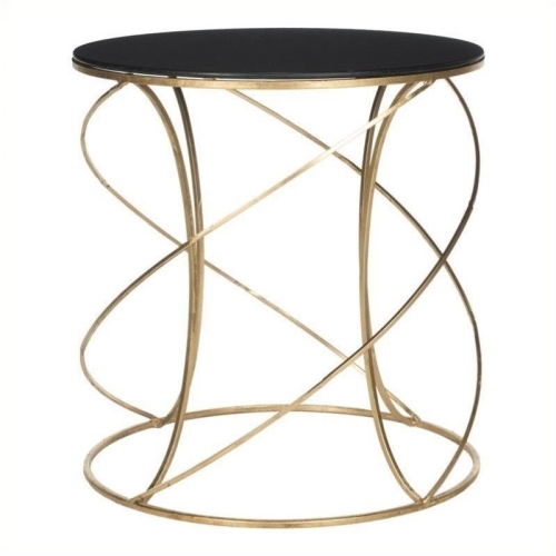 Hawthorne Collection Iron and Glass Accent Table in Gold and Black