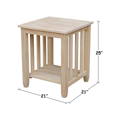 Pemberly Row Solid Hardwood Tall End Table
