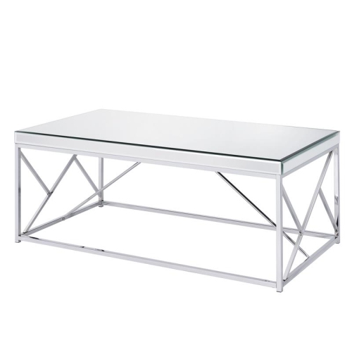 Steve Silver Evelyn Mirror Top Chrome Cocktail Table