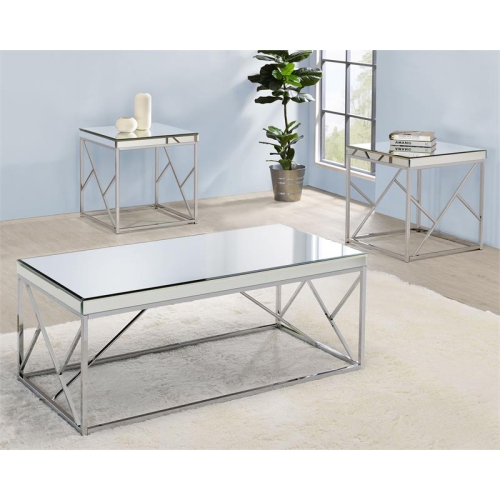 Steve Silver Evelyn Mirror Top Chrome Cocktail Table