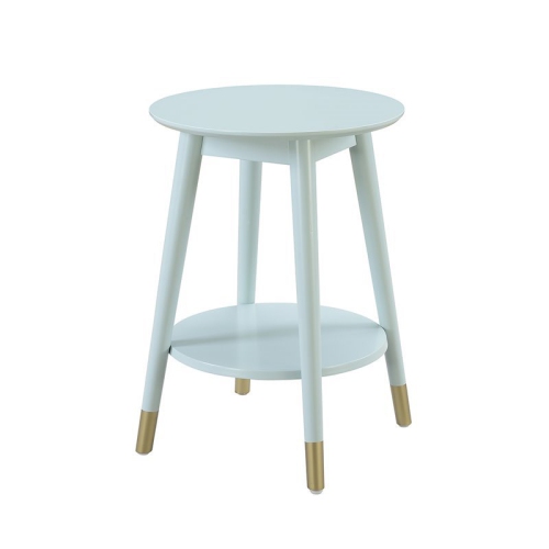 CONVENIENCE CONCEPTS  Wilson Mid-Century Round End Table With Bottom Shelf In Sea Foam Wood In Green