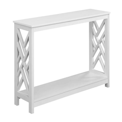 CONVENIENCE CONCEPTS  Titan Console Table With Shelf In White Wood Finish