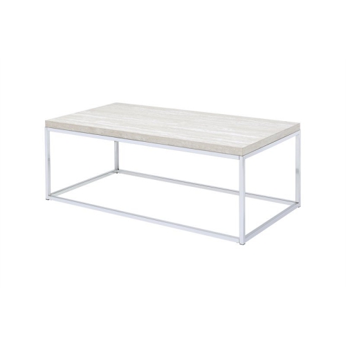 ACME Snyder Square Coffee Table in Chrome and White