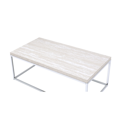 ACME Snyder Square Coffee Table in Chrome and White