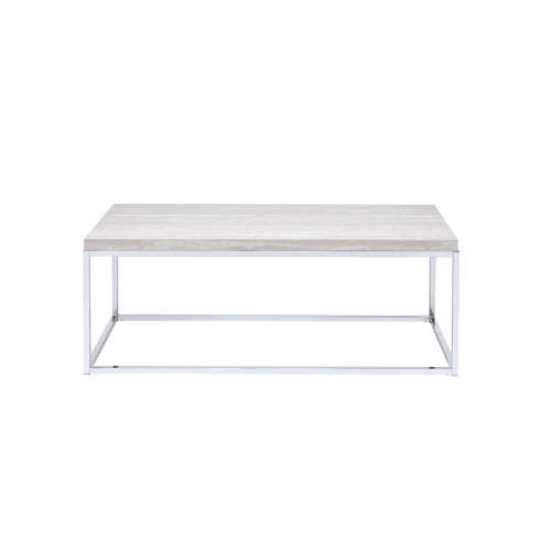 ACME Snyder Square Coffee Table in Chrome and White