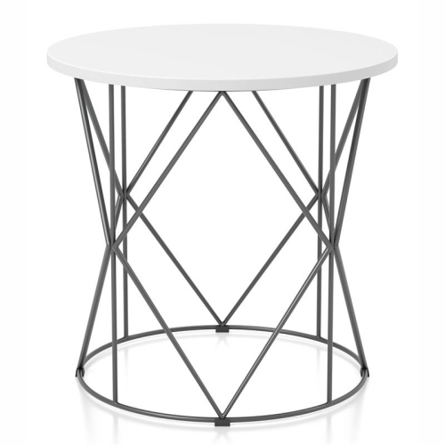 Furniture of America Borche Industrial Wood Round End Table in White