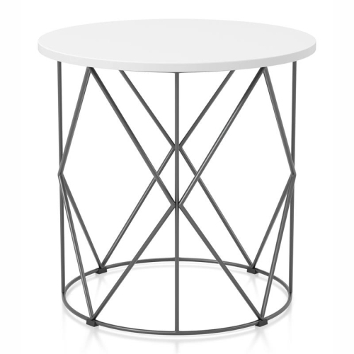 Furniture of America Borche Industrial Wood Round End Table in White