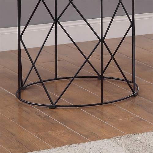 Furniture of America Borche Industrial Wood Round End Table in White
