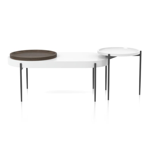 FURNITURE OF AMERICA  Hylen Metal 2-Piece Coffee Table Set In In White
