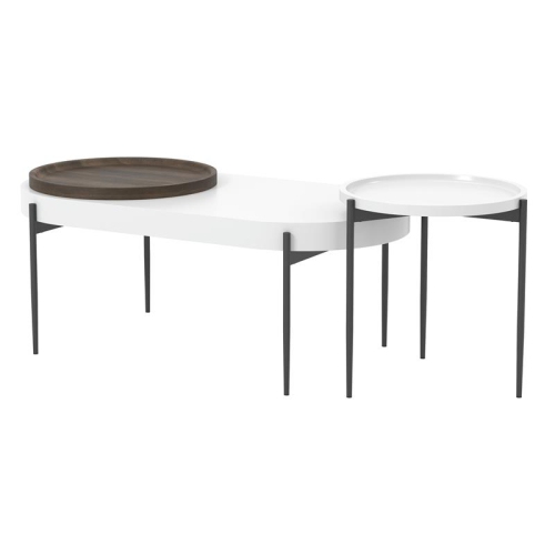 Furniture of America Hylen Metal 2-Piece Coffee Table Set in White