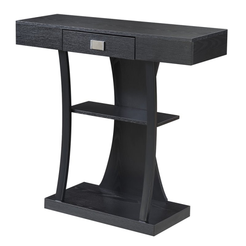 Pemberly Row Transitional Console Table in Black Wood Finish