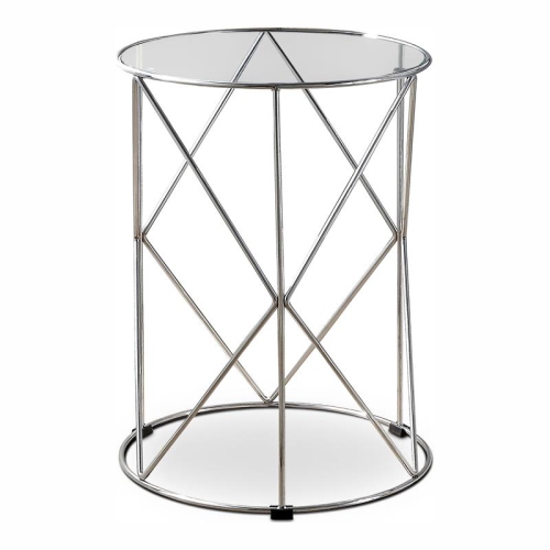 Furniture of America Nikova Glass Top 3-Piece Nesting Table Set in Silver