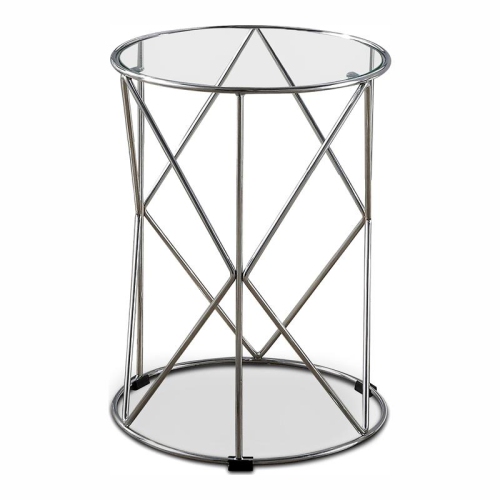 Furniture of America Nikova Glass Top 3-Piece Nesting Table Set in Silver