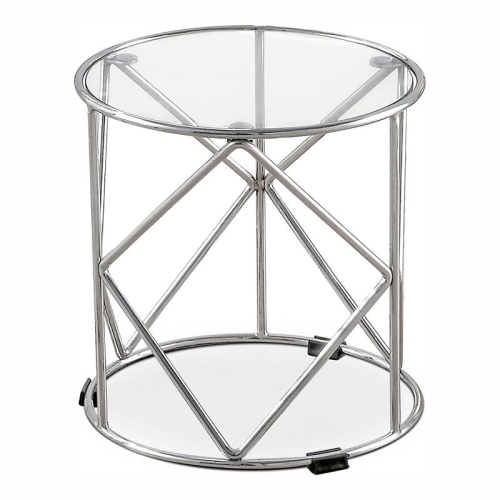Furniture of America Nikova Glass Top 3-Piece Nesting Table Set in Silver