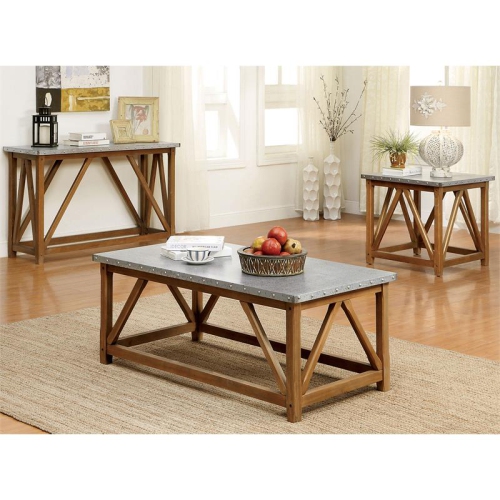 Bowery Hill Industrial Wood Console Table in Natural Tone
