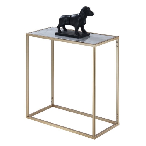 CONVENIENCE CONCEPTS  Coast Faux Marble Chairside Table In Metal Frame In Gold
